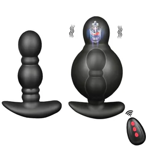 Massageador de próstata masculino com controle remoto sem fio, plugue anal inflável com 10 modos de vibração, plugue anal para expansão anal, brinquedo sexual