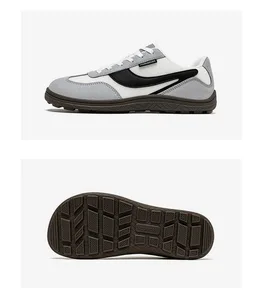 Sepatu Barefoot Lebar Sepatu Kets Minimalis Zero Drop Pria Wanita Sepatu Jalan Retro Jaring Kulit Buatan
