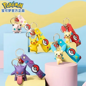 Ægte Pokemon Pikachu nøglering Gengar Morpeko Cubone Snorlax Mimikyu Anime Action Figur Legetøj Nøglering Duftvedhæng Gave