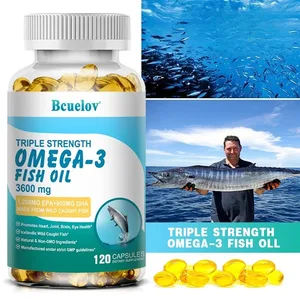 Omega 3 魚油補充劑 - 每份 3600 毫克 1200 毫克 EPA 和 900 毫克 DHA 支持心臟和大腦健康非基因改造膠囊