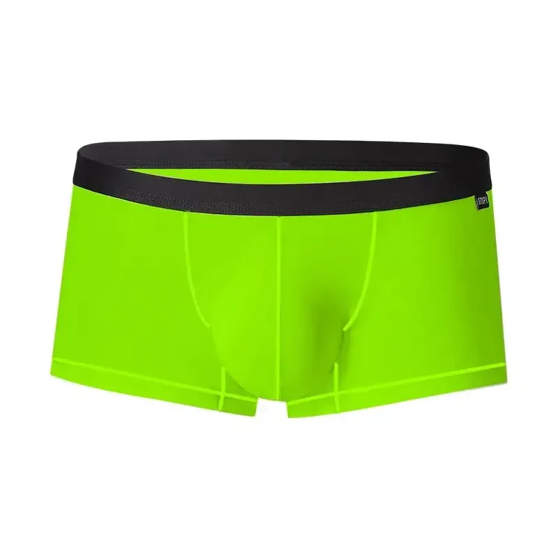 Lingerie sexy masculina ultra fina seda gelo u toque confortável, respirável, boxers sexy, lingerie boxer masculina gt272