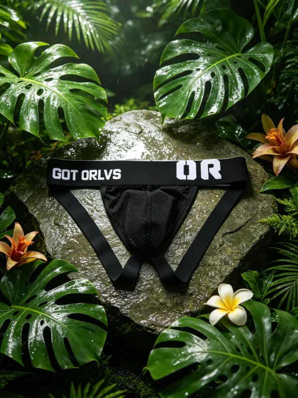 Pakaian Dalam Lelaki G String Mesh Kontras Huruf Bercetak Lebar Pinggang Anjal Kontur 3D U Pouch Bahan Mesh Halus Canggih