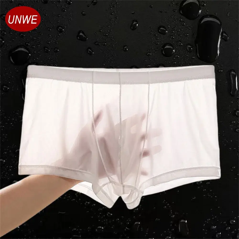 Transparente Boxer Männer Eis Seide Schnell Trocknend Männliche Badehose Sommer Nahtlose Unterwäsche Ultra-dünne Plus Größe Shorts