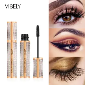 Máscara de pestañas Diamond 4D, fibra de seda, resistente al agua, extensión de pestañas largas, alargamiento, máscara negra gruesa, productos de maquillaje para ojos, cosméticos