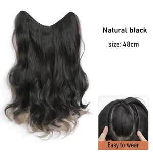 Synthetische 5 Clip 50 cm farbige Haarverlängerungen, Wasserwellen-Perücke, rosa Perücke, graue Perücke, Clip-on-Haarverlängerungen, Weihnachten