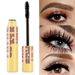 Máscara negra impermeable para alargar y rizar pestañas negras extensión de pestañas maquillaje de belleza máscara de larga duración máscara de fibra de seda