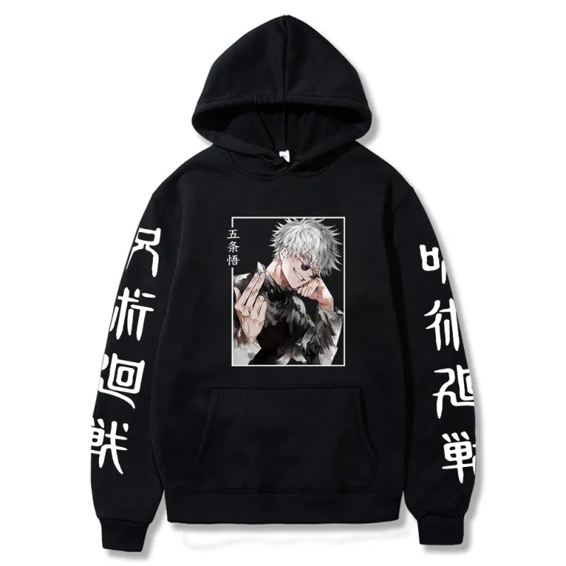 Gojo Satoru Jujutsu Kaisen-Sudadera con capucha de Anime para hombre, ropa de calle de Manga Popular, moda Unisex, sudaderas que mantienen el calor, invierno, 2021