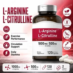 Amino Acid Supplement Capsules 120 Count Provide Energy & Healthy Living Support with 1000mg L-Arginine and 500mg L-Citrulline