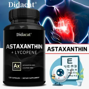 Isländskt Astaxanthin 24mg + Lykopen 50mg Hjärta Hjärnled Immun Antioxidant Kosttillskott - 120 kapslar