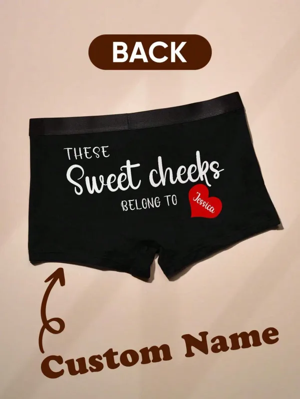 Boxers avec nom personnalisé pour hommes, slips en coton personnalisés avec nom au dos, cadeau pour lui, mari, petit ami, anniversaire, Saint-Valentin