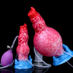 Huge Knot Squirting-Inflatable Dildo with Strong Sucker Silicone Inflat Anal Plug Trainer Beginner Sex Toys for Women Men