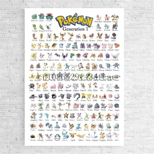 Affiche de Pokemon périphérique de dessin animé japonais, décor mural Pikachu Charizard, peinture sur toile aquarelle, décor de pièce moderne, photo