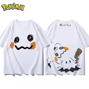 Nowy męski T-shirt z nadrukiem Pokémon Mimikyu z przodu i z tyłu Męski i damski letni nowy, luźny, swobodny, uniwersalny top z krótkim rękawem