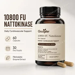 Nattokinase 10800 FU kapsler med CoQ10 hvitløksekstrakt Daglig velværetilskudd 60 teller 30 dagers forsyning for voksne menn kvinner