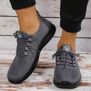 Męskie oddychające, dzianinowe, sznurowane buty na co dzień Lekkie, miękkie podeszwy, antypoślizgowe trampki do chodzenia na zewnątrz Buty z bezpłatną wysyłką
