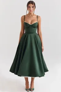 2026 Lente/zomer High End Satijnen Strapless Zware Industrie Franse Tailleband Sexy Hot Girl Medium Lange Jurk Vrouwen Elegant