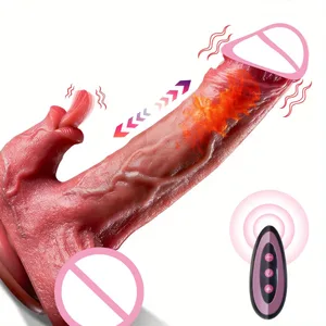 Realistic Dildo Vibrator Thrust Penis Tongue Licking Clitoris دستگاه سکس مقعدی با نفوذ دوگانه ارگاسم سریع برای زنان اسباب بازی جنسی