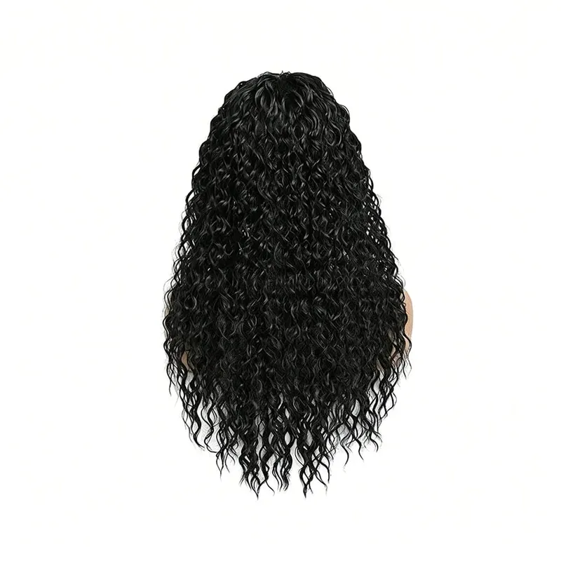 26 Inch Natural Black Deep Wave Headband Wig Easy to Wear Heat Resistant Synthetic Hair Natural Looking Soft Thick for Women