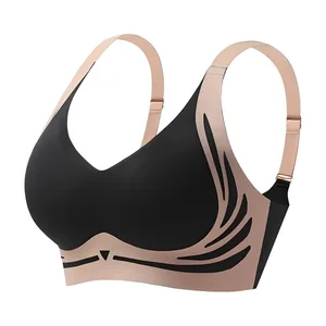 Conjunt d'ales d'àngel còmodes sense costures per a dones, roba interior suau transpirable, roba interior femenina sense fil de talla més gran