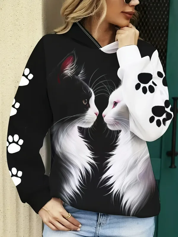 Cute Cat 3D Print Hættetrøjer Mænd Kvinder Mode Casual Sweatshirts Efterår Oversized Hættetrøje Pullovere Træningsdragt Dame Tøj