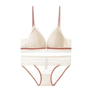 Front Buckle Push Up Lingerie Small Young Girl Intimates Lace Wireless Thin Cup Women U Beautiful Back Bra And Panty Underwear