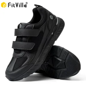 Pantofi pentru diabetici FitVille pentru bărbați, cu închidere reglabilă în lățime, pantofi de mers cu pantofi cu slip-on, pentru ameliorarea durerilor de picioare umflate